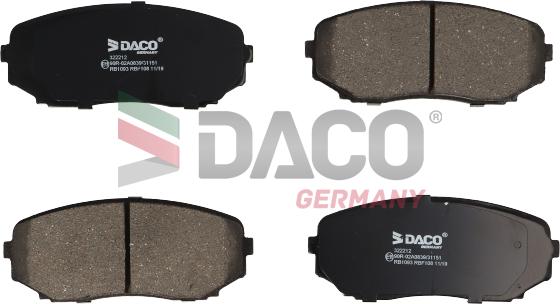 DACO Germany 322212 - Kit de plaquettes de frein, frein à disque cwaw.fr