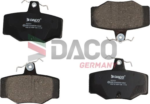 DACO Germany 322221 - Kit de plaquettes de frein, frein à disque cwaw.fr