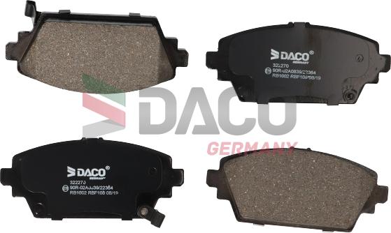 DACO Germany 322270 - Kit de plaquettes de frein, frein à disque cwaw.fr