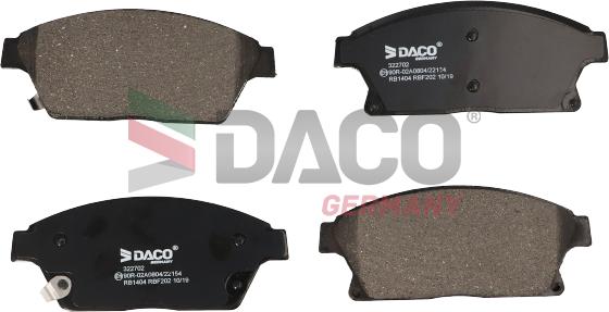 DACO Germany 322702 - Kit de plaquettes de frein, frein à disque cwaw.fr