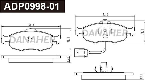 Danaher ADP0998-01 - Kit de plaquettes de frein, frein à disque cwaw.fr