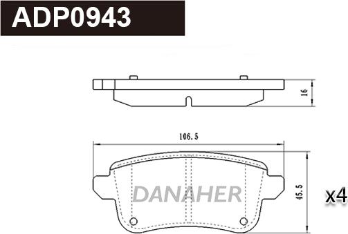 Danaher ADP0943 - Kit de plaquettes de frein, frein à disque cwaw.fr