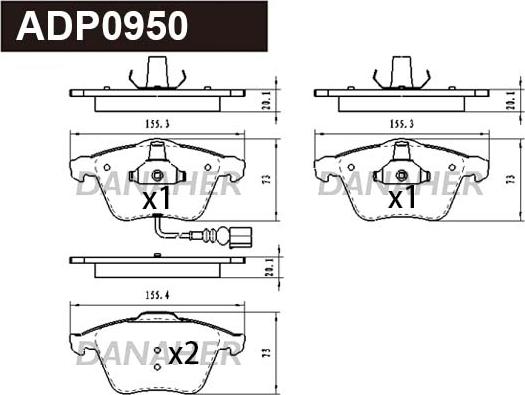 Danaher ADP0950 - Kit de plaquettes de frein, frein à disque cwaw.fr