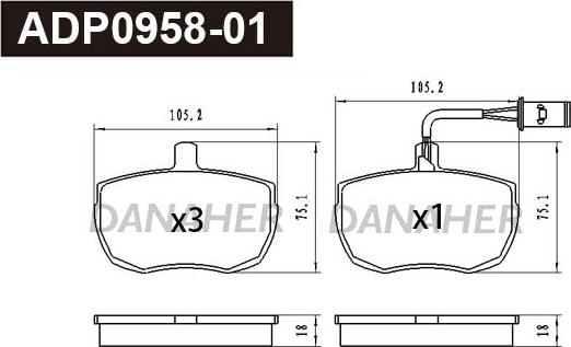 Danaher ADP0958-01 - Kit de plaquettes de frein, frein à disque cwaw.fr