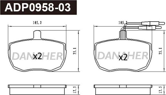 Danaher ADP0958-03 - Kit de plaquettes de frein, frein à disque cwaw.fr