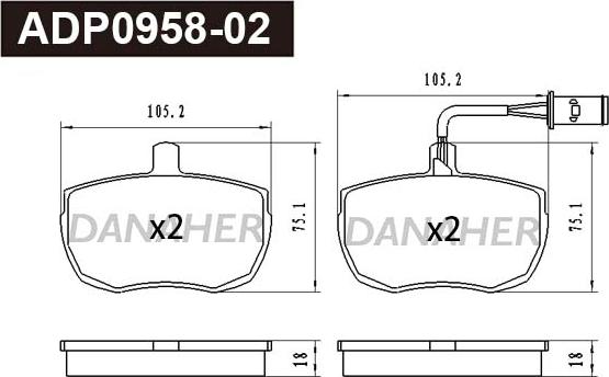 Danaher ADP0958-02 - Kit de plaquettes de frein, frein à disque cwaw.fr