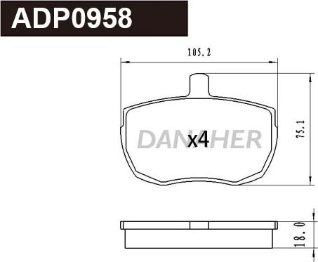 Danaher ADP0958 - Kit de plaquettes de frein, frein à disque cwaw.fr