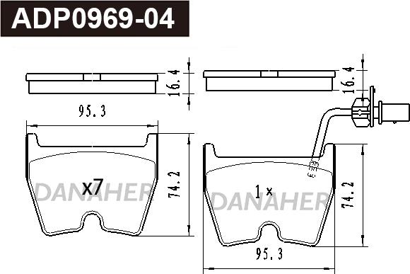 Danaher ADP0969-04 - Kit de plaquettes de frein, frein à disque cwaw.fr