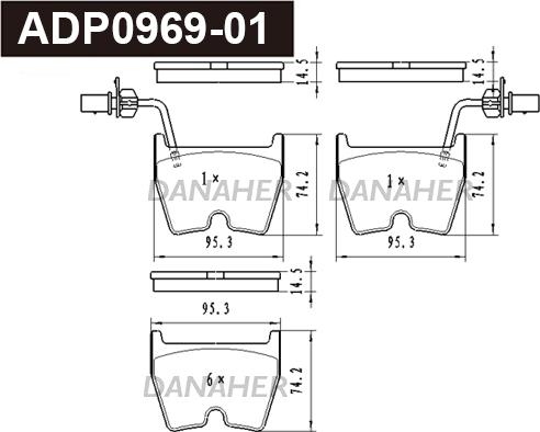 Danaher ADP0969-01 - Kit de plaquettes de frein, frein à disque cwaw.fr