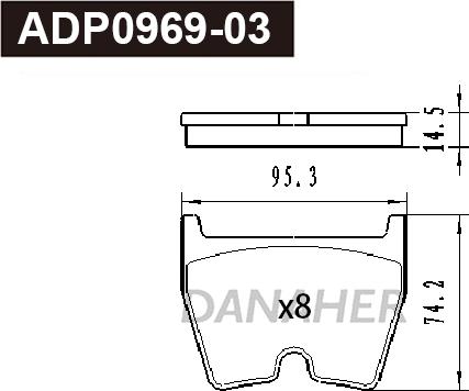 Danaher ADP0969-03 - Kit de plaquettes de frein, frein à disque cwaw.fr