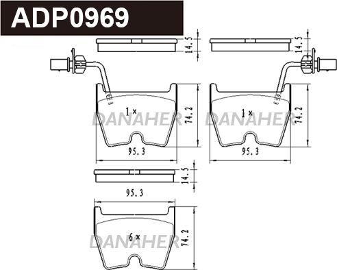 Danaher ADP0969 - Kit de plaquettes de frein, frein à disque cwaw.fr