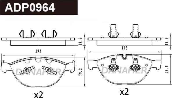 Danaher ADP0964 - Kit de plaquettes de frein, frein à disque cwaw.fr