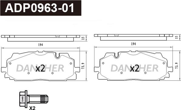 Danaher ADP0963-01 - Kit de plaquettes de frein, frein à disque cwaw.fr