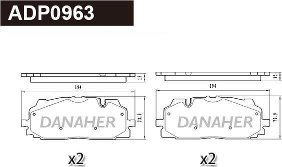 Danaher ADP0963 - Kit de plaquettes de frein, frein à disque cwaw.fr