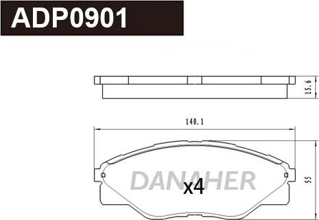 Danaher ADP0901 - Kit de plaquettes de frein, frein à disque cwaw.fr