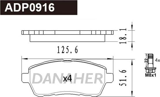 Danaher ADP0916 - Kit de plaquettes de frein, frein à disque cwaw.fr