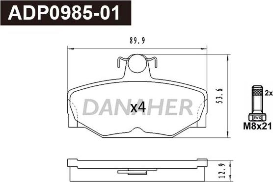 Danaher ADP0985-01 - Kit de plaquettes de frein, frein à disque cwaw.fr