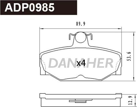 Danaher ADP0985 - Kit de plaquettes de frein, frein à disque cwaw.fr