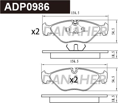 Danaher ADP0986 - Kit de plaquettes de frein, frein à disque cwaw.fr