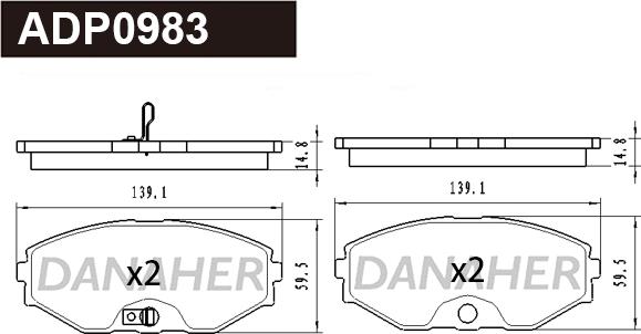 Danaher ADP0983 - Kit de plaquettes de frein, frein à disque cwaw.fr