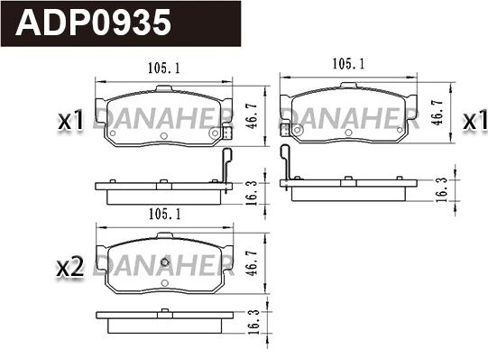 Danaher ADP0935 - Kit de plaquettes de frein, frein à disque cwaw.fr