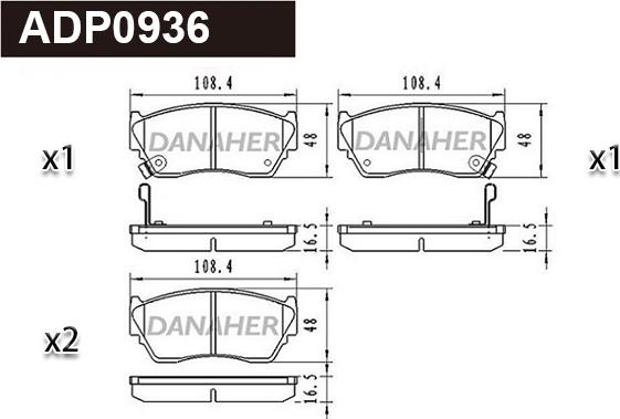 Danaher ADP0936 - Kit de plaquettes de frein, frein à disque cwaw.fr