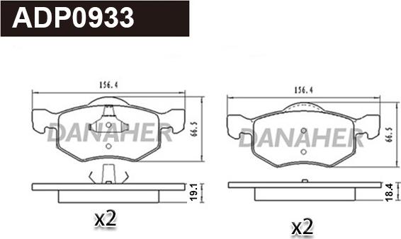 Danaher ADP0933 - Kit de plaquettes de frein, frein à disque cwaw.fr