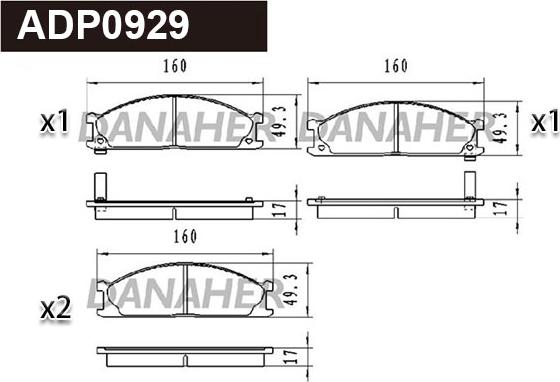 Danaher ADP0929 - Kit de plaquettes de frein, frein à disque cwaw.fr