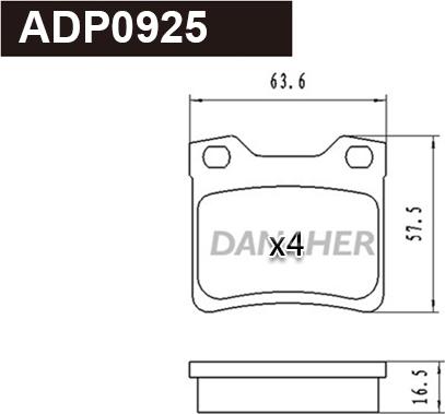 Danaher ADP0925 - Kit de plaquettes de frein, frein à disque cwaw.fr