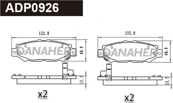 Danaher ADP0926 - Kit de plaquettes de frein, frein à disque cwaw.fr