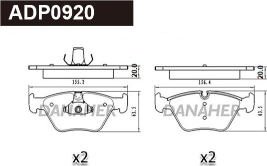 Danaher ADP0920 - Kit de plaquettes de frein, frein à disque cwaw.fr