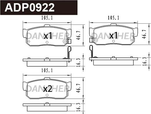 Danaher ADP0922 - Kit de plaquettes de frein, frein à disque cwaw.fr