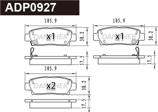 Danaher ADP0927 - Kit de plaquettes de frein, frein à disque cwaw.fr