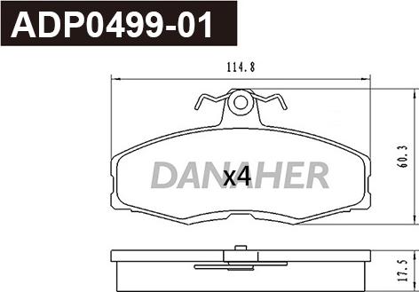 Danaher ADP0499-01 - Kit de plaquettes de frein, frein à disque cwaw.fr