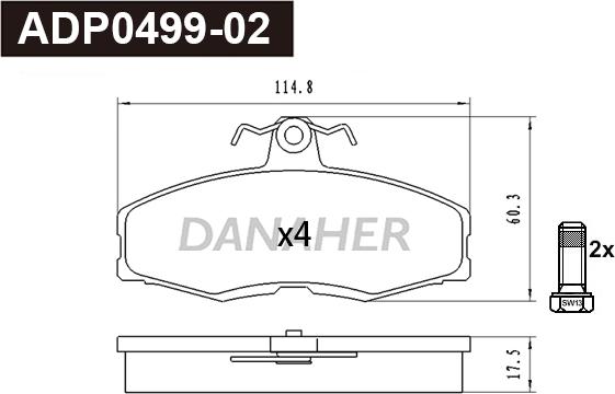 Danaher ADP0499-02 - Kit de plaquettes de frein, frein à disque cwaw.fr