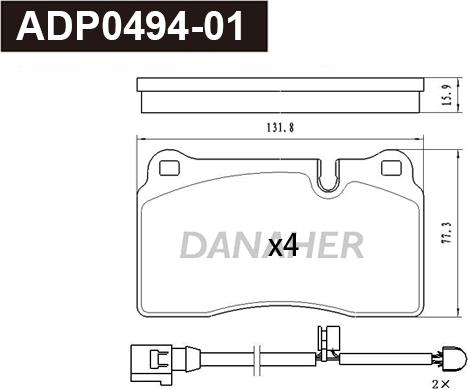 Danaher ADP0494-01 - Kit de plaquettes de frein, frein à disque cwaw.fr