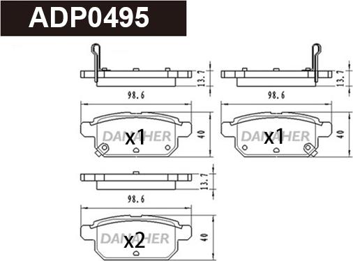 Danaher ADP0495 - Kit de plaquettes de frein, frein à disque cwaw.fr