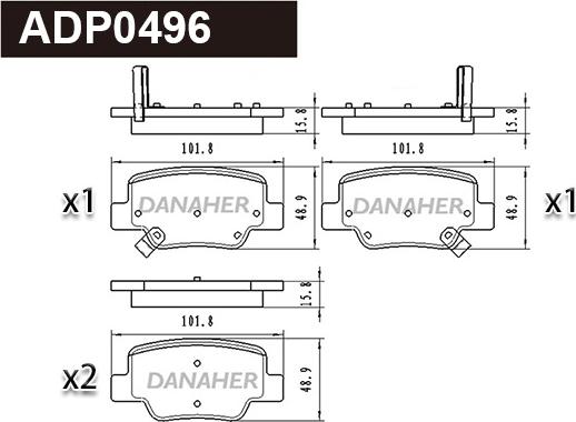 Danaher ADP0496 - Kit de plaquettes de frein, frein à disque cwaw.fr