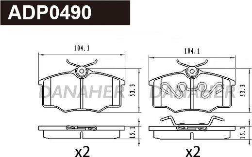 Danaher ADP0490 - Kit de plaquettes de frein, frein à disque cwaw.fr