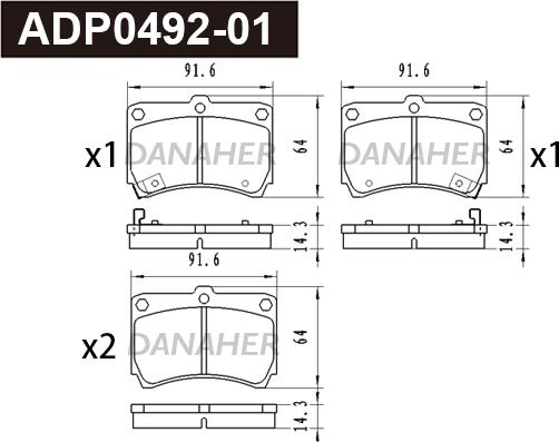 Danaher ADP0492-01 - Kit de plaquettes de frein, frein à disque cwaw.fr