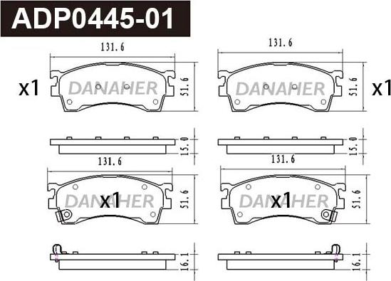 Danaher ADP0445-01 - Kit de plaquettes de frein, frein à disque cwaw.fr