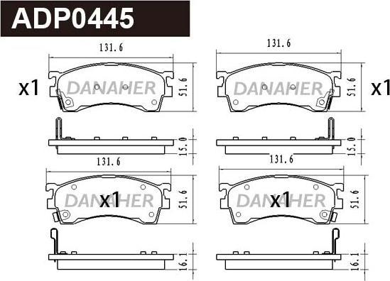 Danaher ADP0445 - Kit de plaquettes de frein, frein à disque cwaw.fr