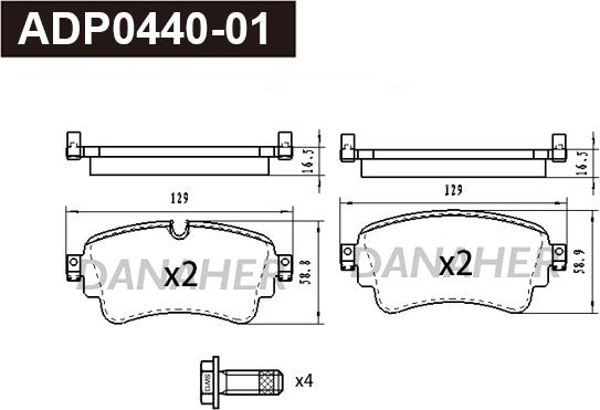 Danaher ADP0440-01 - Kit de plaquettes de frein, frein à disque cwaw.fr