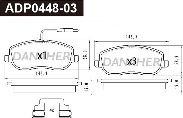 Danaher ADP0448-03 - Kit de plaquettes de frein, frein à disque cwaw.fr