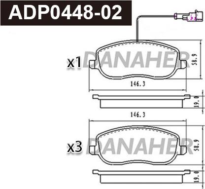 Danaher ADP0448-02 - Kit de plaquettes de frein, frein à disque cwaw.fr