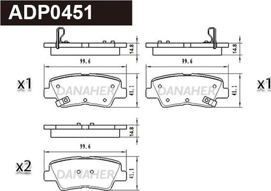 Danaher ADP0451 - Kit de plaquettes de frein, frein à disque cwaw.fr