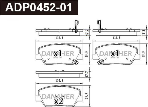 Danaher ADP0452-01 - Kit de plaquettes de frein, frein à disque cwaw.fr