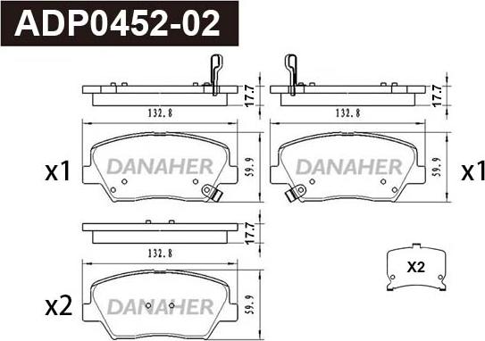 Danaher ADP0452-02 - Kit de plaquettes de frein, frein à disque cwaw.fr