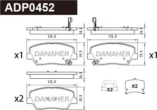 Danaher ADP0452 - Kit de plaquettes de frein, frein à disque cwaw.fr