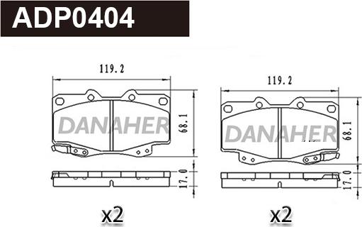 Danaher ADP0404 - Kit de plaquettes de frein, frein à disque cwaw.fr